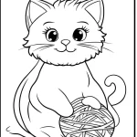 coloriage Chat Kawaii a imprimer pour enfant de 4 ans