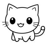 a imprimer coloriage Chat Kawaii gratuit