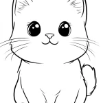 coloriage Chat Kawaii pour enfant de 6 ans