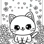 coloriage Chat Kawaii et decoupage a imprimer gratuit