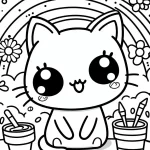 coloriage Chat Kawaii en ligne pour enfant
