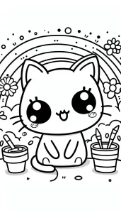 coloriage Chat Kawaii en ligne pour enfant