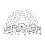 coloriage Arc en ciel et animaux et apprentissage