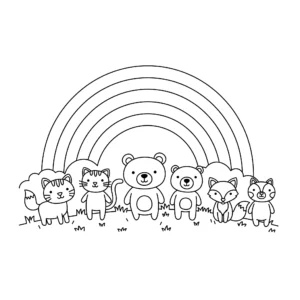coloriage Arc en ciel et animaux et apprentissage