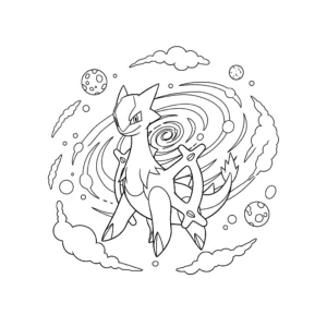 coloriage Arceus et le Cosmos à imprimer kawaii