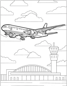 coloriage Avion à imprimer pour enfant de 8 ans