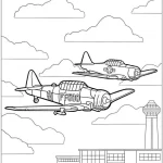 coloriage Avion à imprimer kawaii