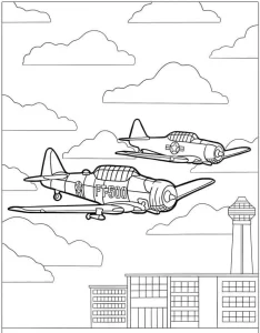 coloriage Avion à imprimer kawaii