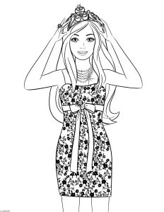 coloriage Barbie à imprimer pour enfant de 7 ans