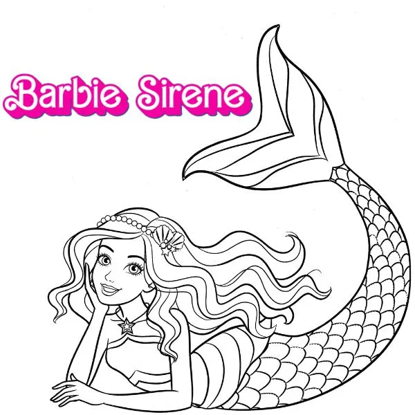 Tranh tô màu Barbie Sirène
