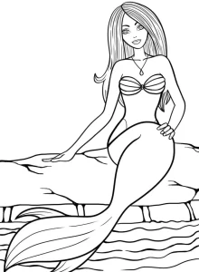 coloriage Barbie Sirene pour enfant de 3 ans