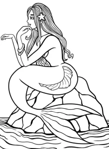 coloriage Barbie Sirene à imprimer pour enfant de 8 ans