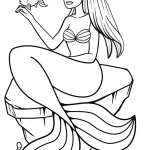 coloriage Barbie Sirene à imprimer pour enfant de 6 ans
