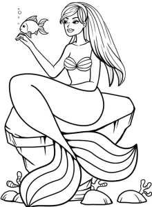 coloriage Barbie Sirene à imprimer pour enfant de 6 ans