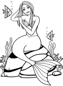 coloriage Barbie Sirene pour enfants a imprimer gratuit