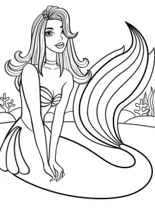 imprimer coloriage Barbie Sirene