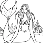 coloriage Barbie Sirene pour enfant