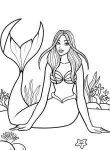 coloriage Barbie Sirene pour enfant
