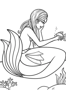 coloriage Barbie Sirene à imprimer