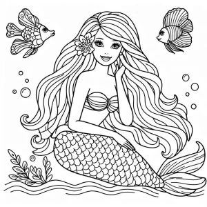 imprimer coloriage Barbie Sirene pour enfant