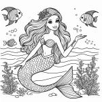 télécharger coloriage Barbie Sirene gratuit