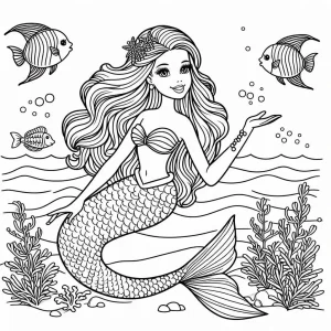 télécharger coloriage Barbie Sirene gratuit