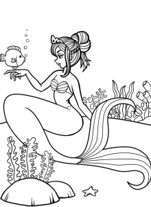 coloriage Barbie Sirene pour enfant de 10 ans