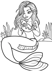 coloriage Barbie Sirene pour enfant a imprimer gratuit