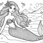 coloriage Barbie Sirene pour bebe a imprimer