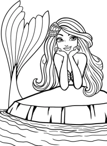 coloriage Barbie Sirene pour enfants a imprimer