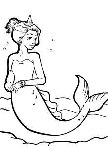 coloriage Barbie Sirene à imprimer pour enfant de 7 ans