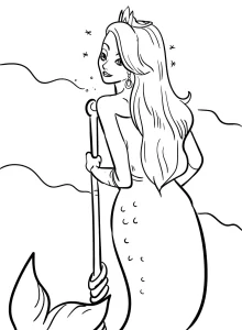 coloriage Barbie Sirene a colorier en ligne