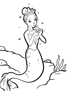 coloriage Barbie Sirene pour enfant a imprimer gratuit