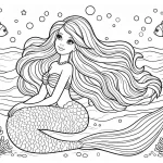 coloriage Barbie Sirene pour enfant