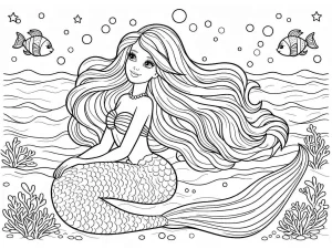 coloriage Barbie Sirene pour enfant