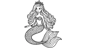 coloriage Barbie Sirene à imprimer gratuitement