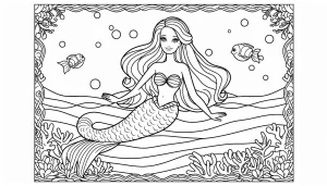 coloriage Barbie Sirene à imprimer pour enfant de 6 ans