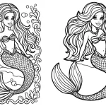 coloriage Barbie Sirene pour enfant de 8 ans