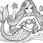 coloriage Barbie Sirene a imprimer gratuitement