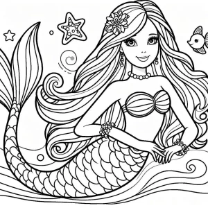 coloriage Barbie Sirene a imprimer gratuitement