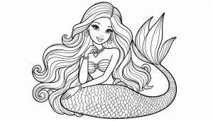 coloriage Barbie Sirene à imprimer gratuitement pdf