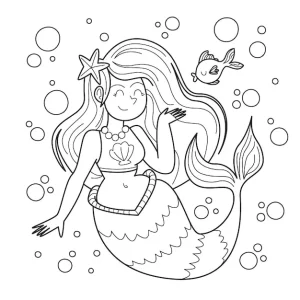 coloriage Barbie Sirene à imprimer pour enfant de 7 ans