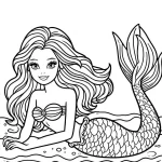 coloriage Barbie Sirene gratuit a imprimer