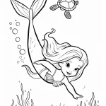 coloriage Barbie Sirene pour enfant de 8 ans