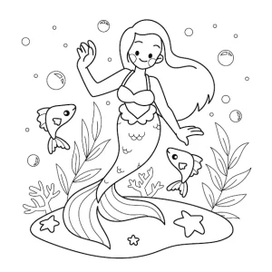 coloriage Barbie Sirene de pour enfants