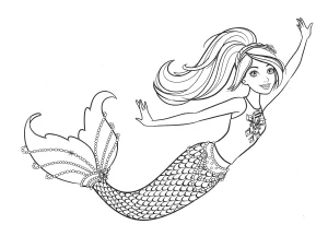 coloriage Barbie Sirene educatif pour enfant