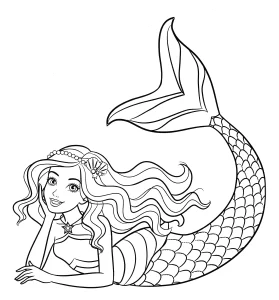 coloriage Barbie Sirene et decoupage