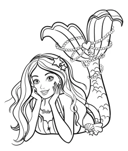 coloriage Barbie Sirene educatif pour enfant