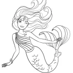 coloriage Barbie Sirene pour enfant de 6 ans