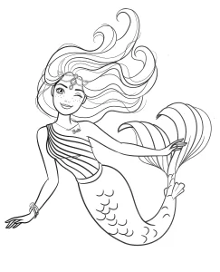 coloriage Barbie Sirene pour enfant de 6 ans